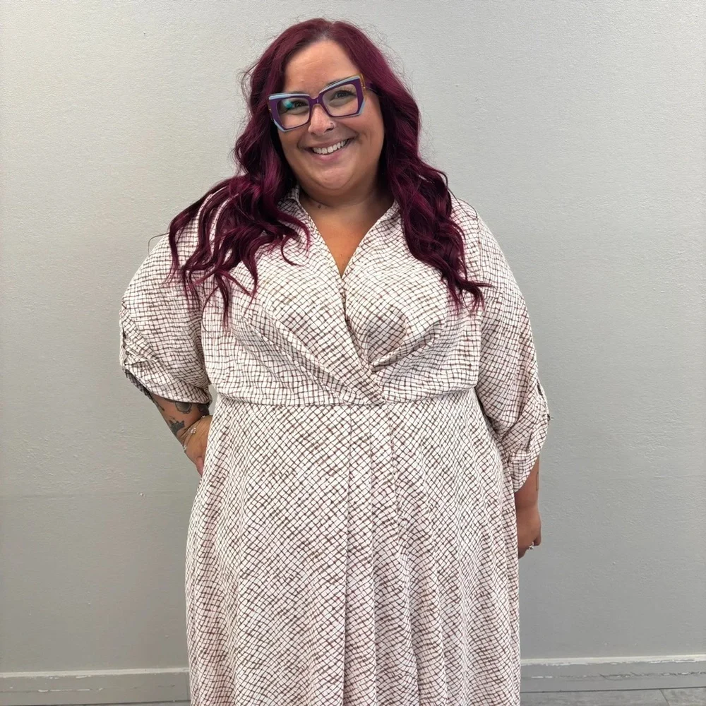 Torrid Watercolor Plaid Collared Dress - New - Size 26 (4)